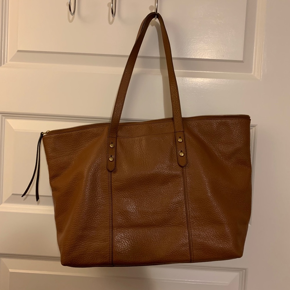 Fossil Jenna large pebbled leather tote tan